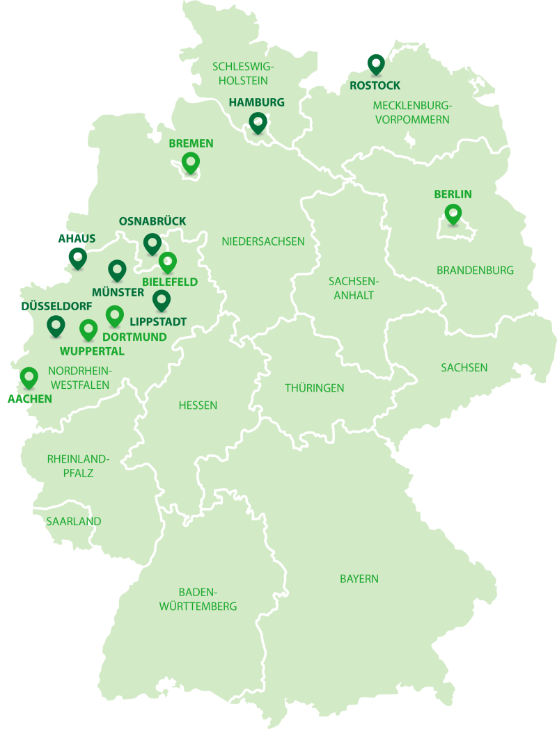 Deutschlandkarte mit den Standorten von Bode