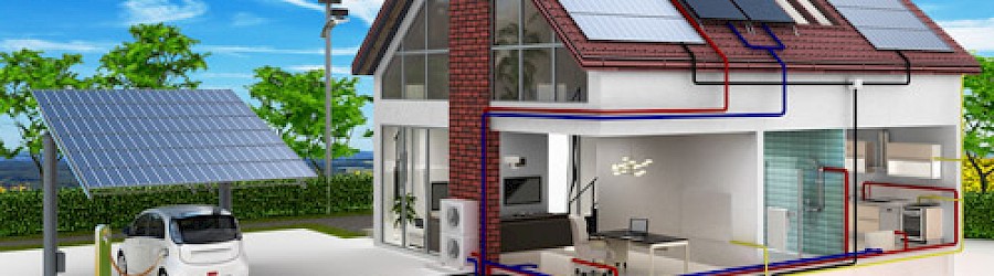 3D Modell von einem Gebäude mit einer PV Anlage
